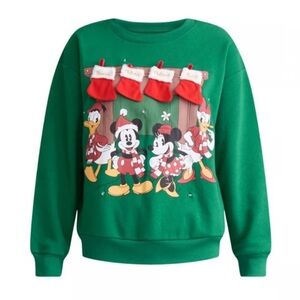 Disney women’s Green Holiday Sweatshirt with Characters size XS
